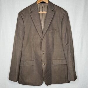 Lauren Ralph Lauren Sport Coat 44L Brown Houndstooth Blazer Jacket Classic